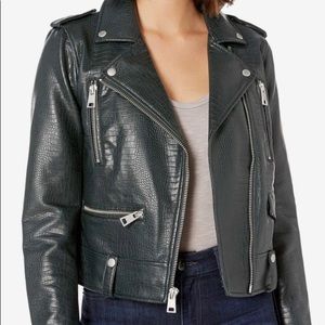 Levi's Dark Green Croc-Embossed Leather Jacket